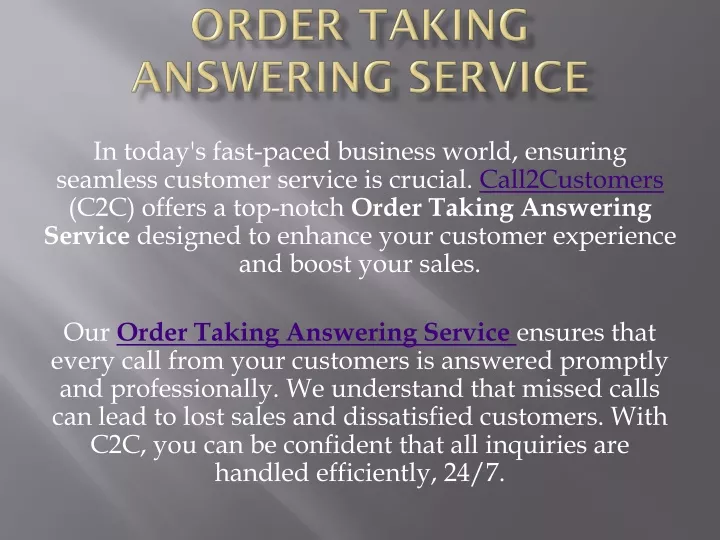 order taking answering service