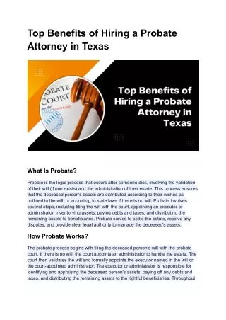 Top Benefits of Hiring a Probate Attorney in Texas