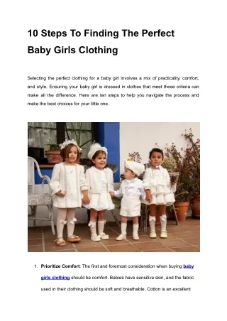 10 Steps To Finding The Perfect Baby Girls Clothing