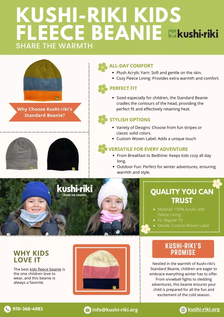 kushi riki kids fleece beanie share the warmth