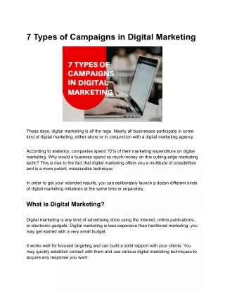 7 Types of Campaigns in Digital Marketing