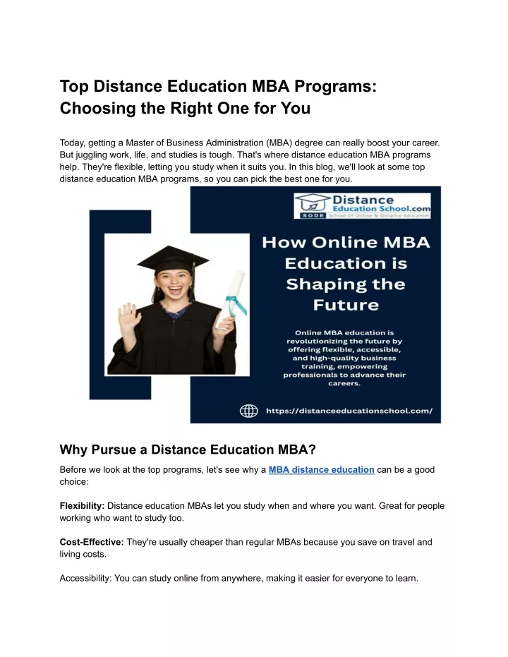 Ppt Top Distance Education Mba Programs Choosing The Right One For You Powerpoint 8945