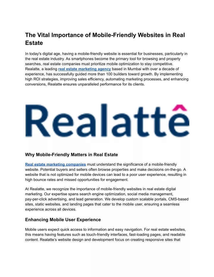 the vital importance of mobile friendly websites