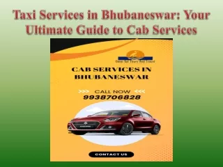 Taxi Services in Bhubaneswar Your Ultimate Guide to Cab Services