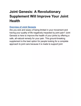 Joint Genesis_ A Revolutionary Supplement Will Improve Your Joint Health