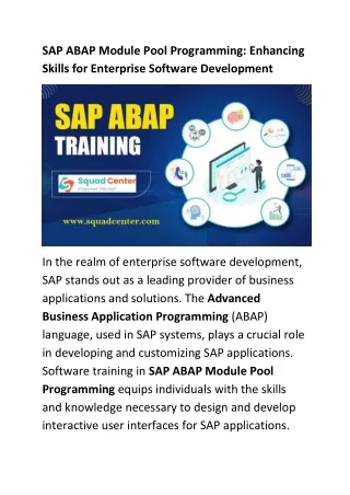 SAP ABAP Module Pool Programming- Enhancing Skills for Enterprise Software Development