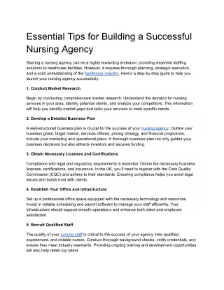 essential tips for building a successful nursing