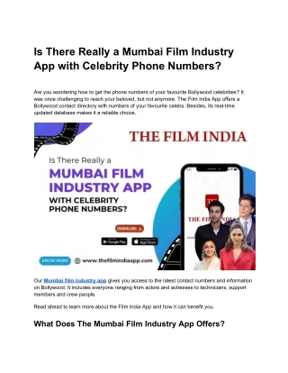 Is There Really a Mumbai Film Industry App with Celebrity Phone Numbers?