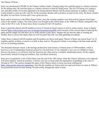 The history of keno