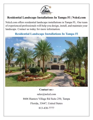 Residential Landscape Installations In Tampa Fl  Nslcd