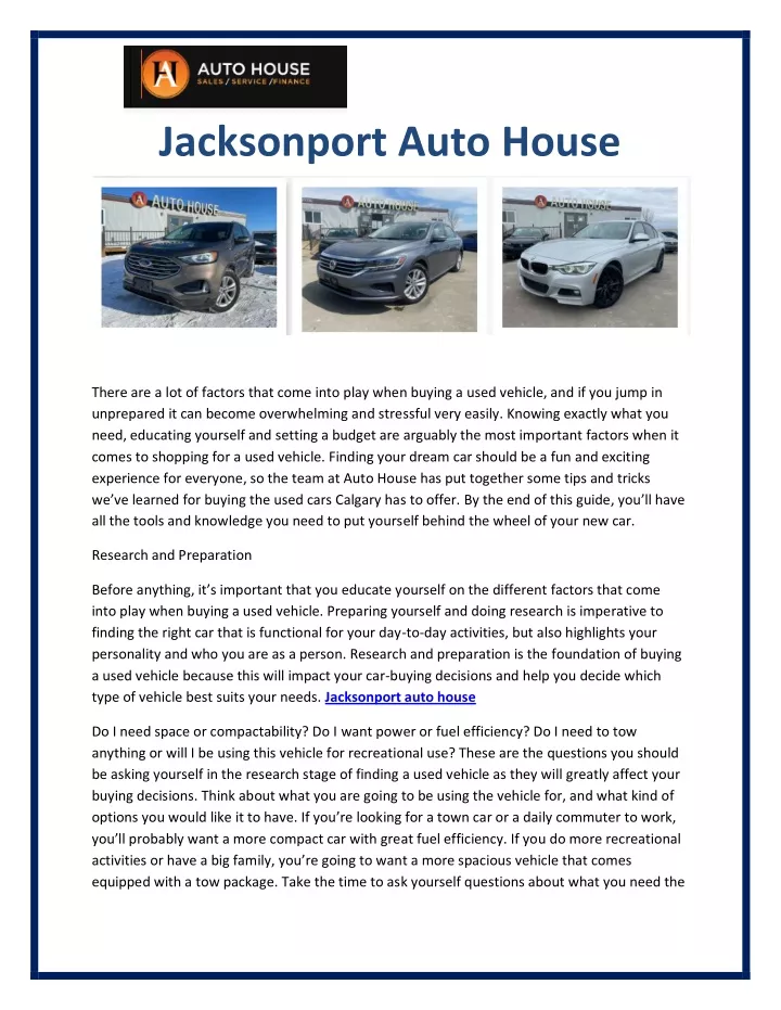 jacksonport auto house