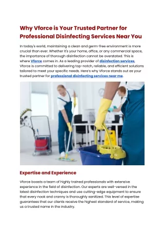 Why Vforce is Your Trusted Partner for Professional Disinfecting Services Near You