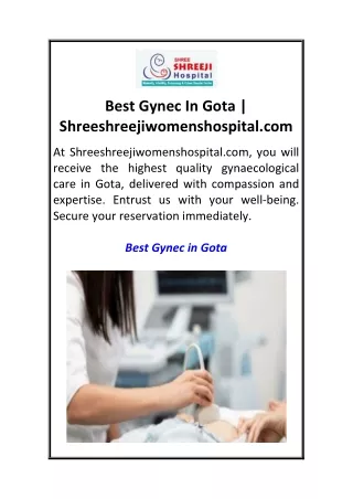 Best Gynec In Gota  Shreeshreejiwomenshospital.com