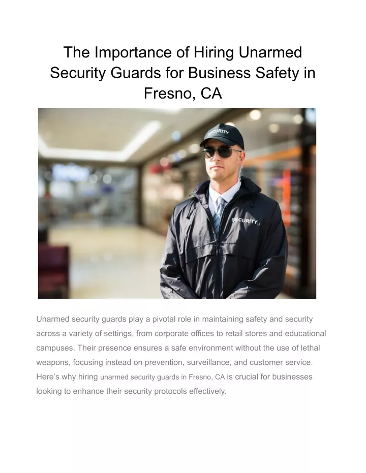 the importance of hiring unarmed security guards