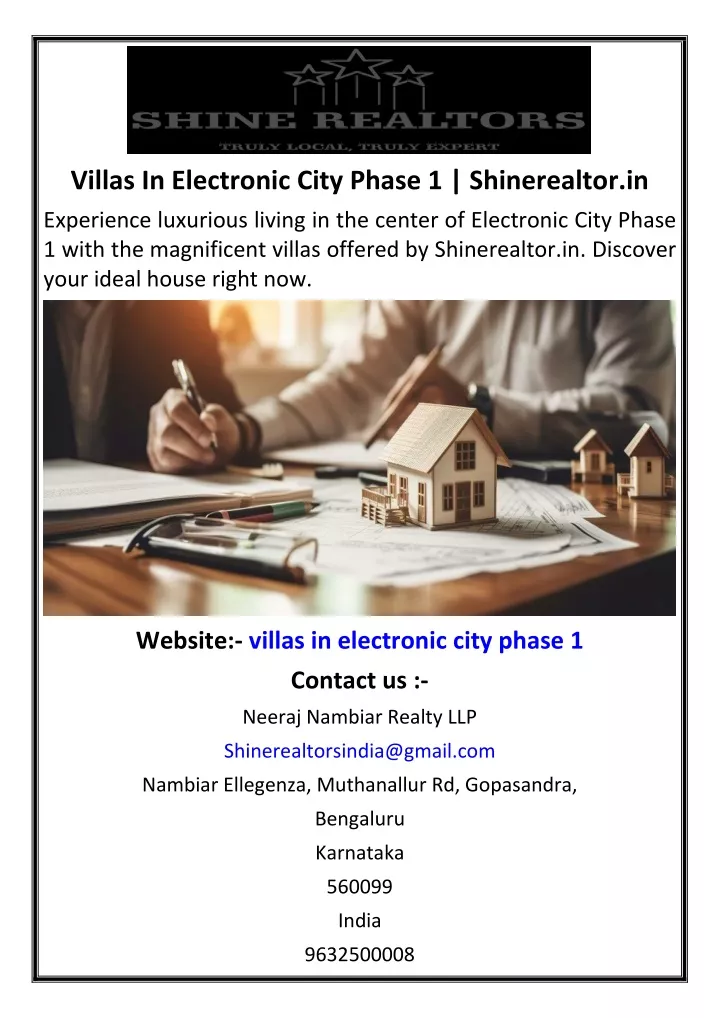 villas in electronic city phase 1 shinerealtor in