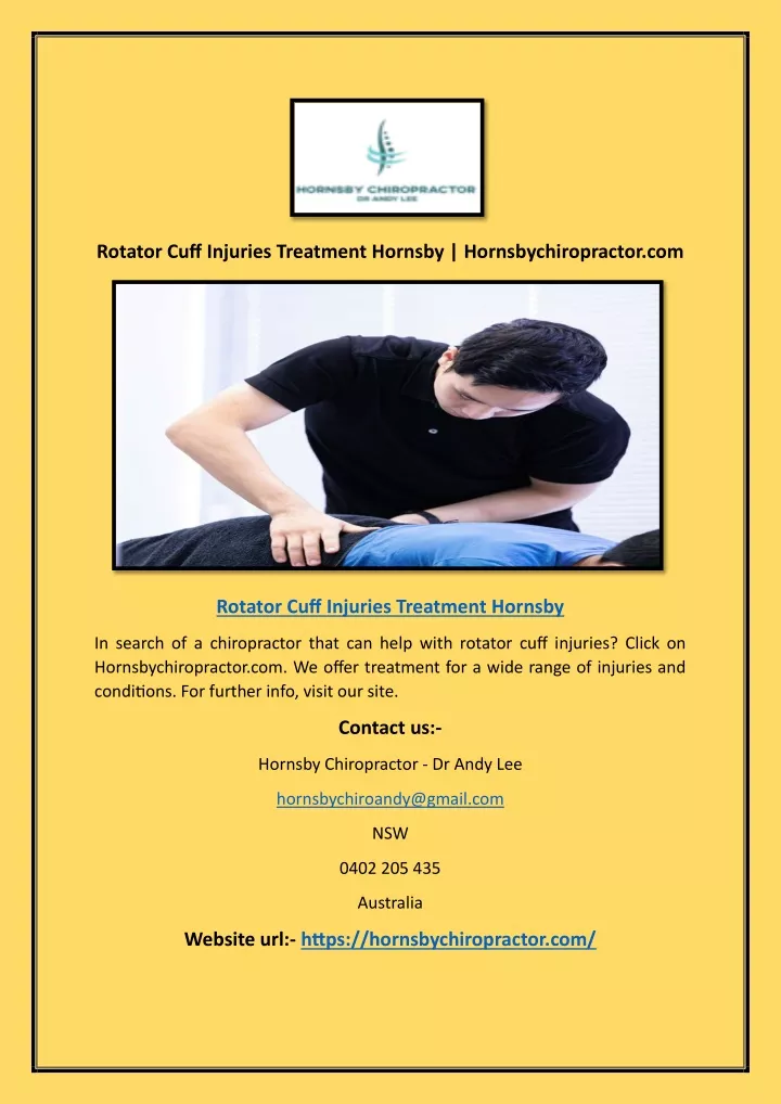 rotator cuff injuries treatment hornsby