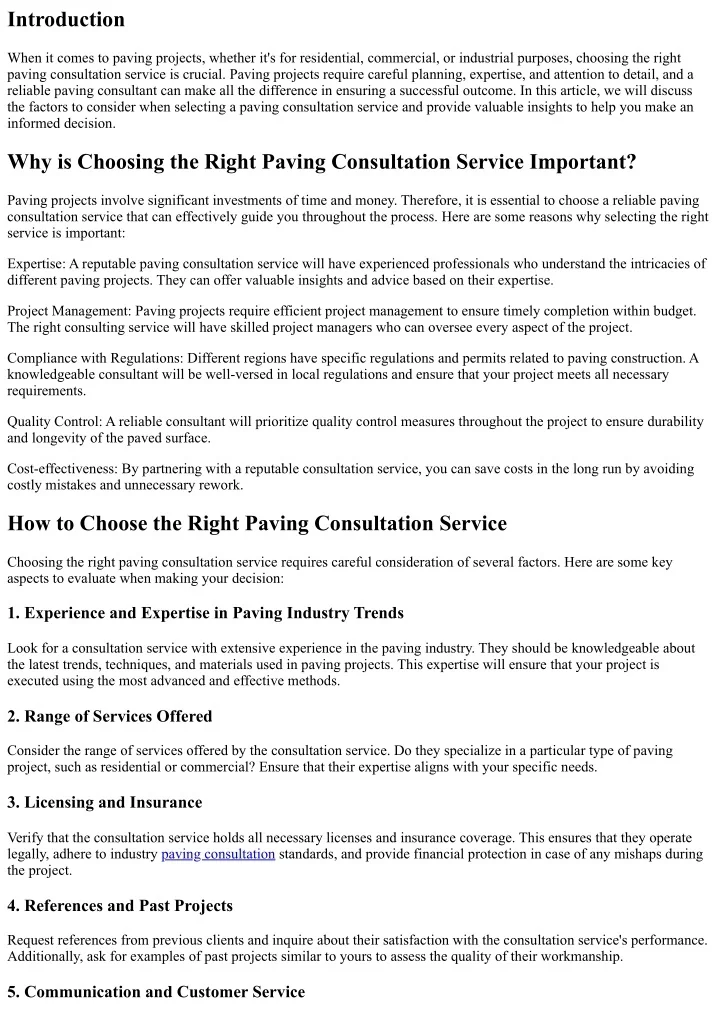 PPT - How to Choose the Right Paving Consultation Service PowerPoint ...