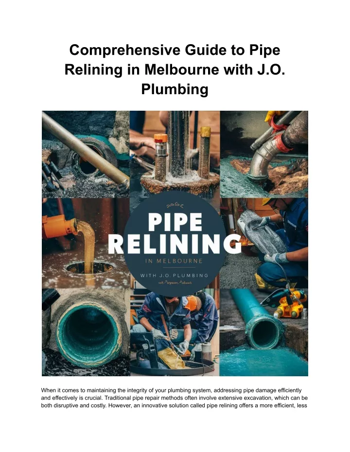 comprehensive guide to pipe relining in melbourne