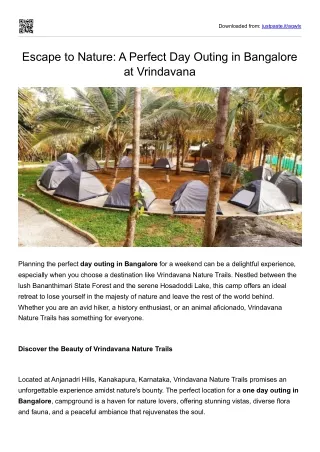 A Perfect Day Outing in Bangalore at Vrindavana