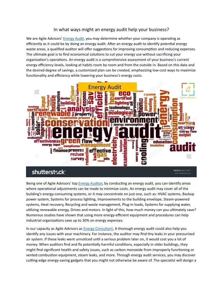 in what ways might an energy audit help your