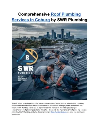 Comprehensive Roof Plumbing Services in Coburg by SWR Plumbing