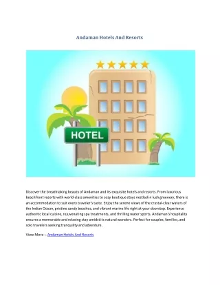 Hotels And Resorts in Andaman