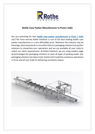 Bottle Case Packer Manufacturer in Pune