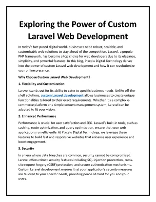 Exploring the Power of Custom Laravel Web Development