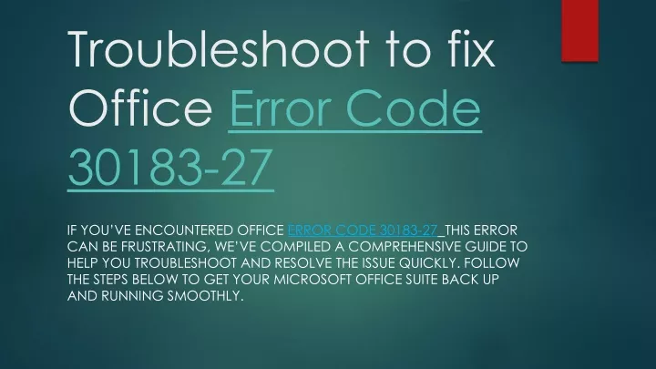 troubleshoot to fix office error code 30183 27