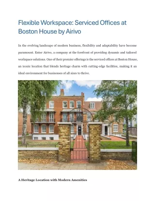 Flexible Workspace - Serviced Offices at Boston House by Airivo