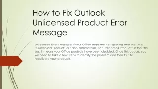 How to Fix Outlook Unlicensed Product Error Message