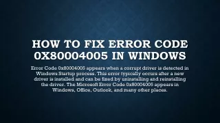 How to Fix Error Code 0x80004005 in Windows