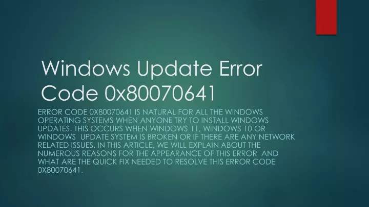 windows update error code 0x80070641