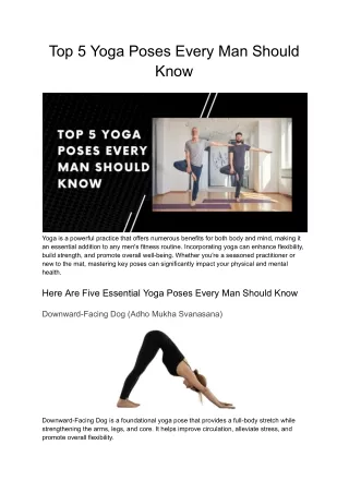 Top 5 Yoga Poses Every Man Should Know