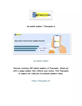 vip mobile number | Fancywala.in