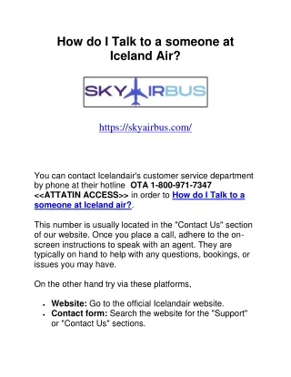 How do I Talk to a someone at Iceland Air