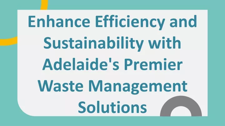 enhance efficiency and sustainability with