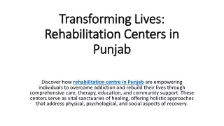 rehabilitation centre in Punjab