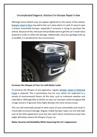 Uncomplicated Elegance Solutions For Bumper Repair in Kew 19-06-2024