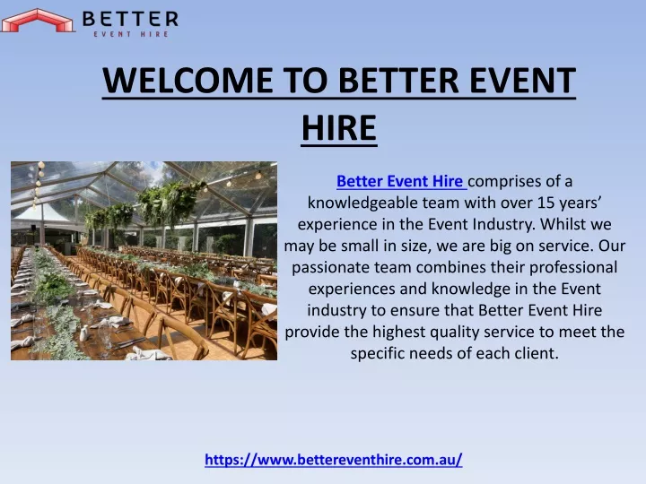 welcome to better event hire