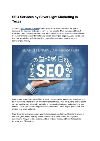 seo services by silver light marketing in texas