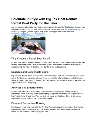 Celebrate in Style with Big Tex Boat Rentals_ Rental Boat Party for Bachelor