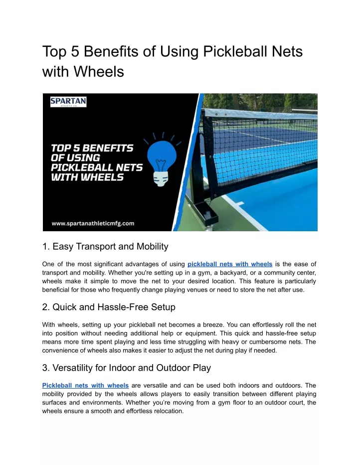 top 5 benefits of using pickleball nets with