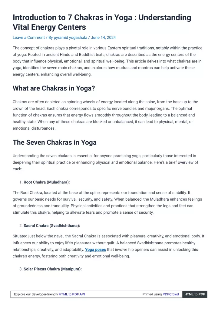 introduction to 7 chakras in yoga understanding