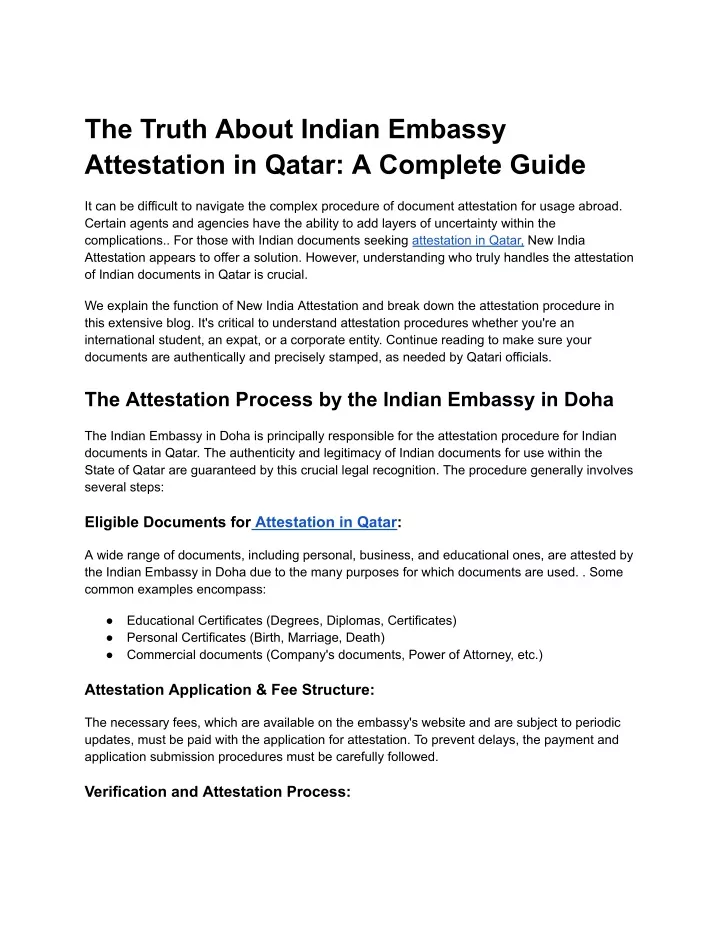 PPT - The Truth About Indian Embassy Attestation in Qatar_ A Complete ...