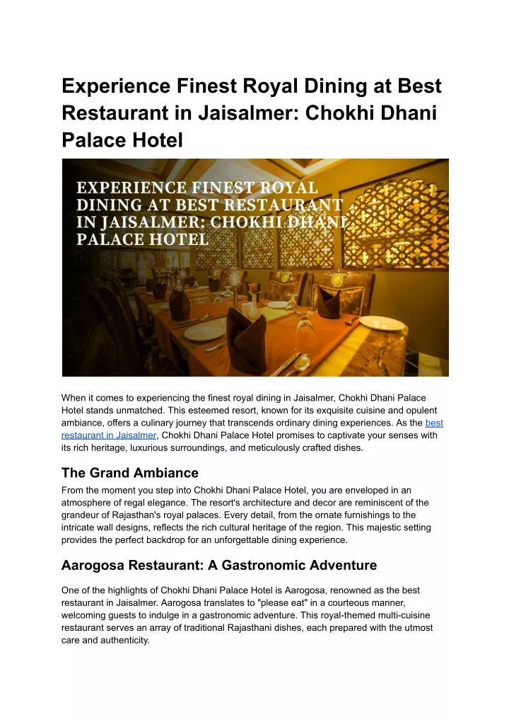 experience finest royal dining at best restaurant