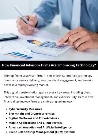 How Financial Advisory Firms Are Embracing Technology?