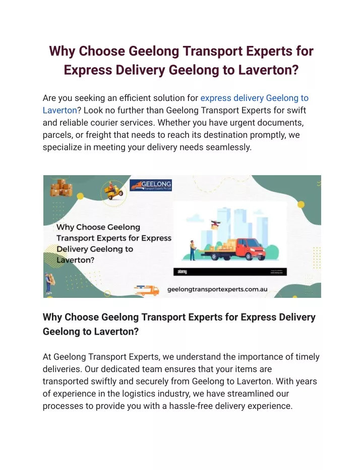 why choose geelong transport experts for express