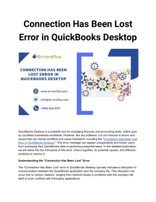 connection has been lost error in quickbooks