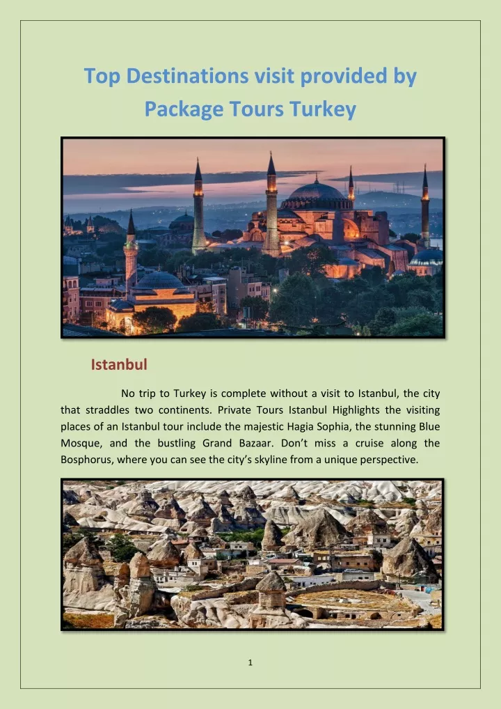 top destinations visit provided by package tours